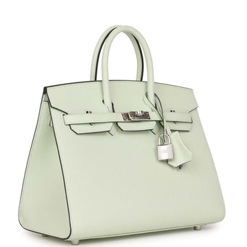 Hermes Birkin Sellier 25 Vert Fizz Leather Palladium Hardware