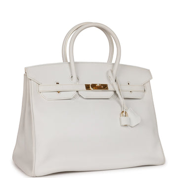 Top Quality Hermes Birkin 35 White Leather Gold Hardware