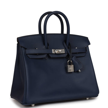 Hermes Birkin 25 Bleu Navy Leather Palladium Hardware