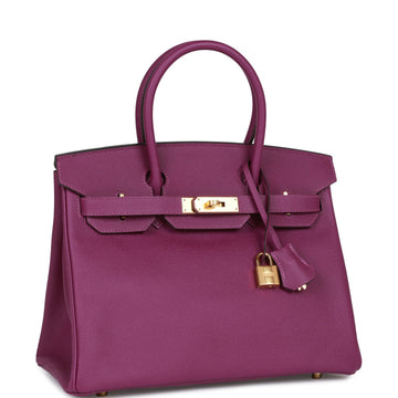 Hermes Birkin 30 Anemone Leather Gold Hardware