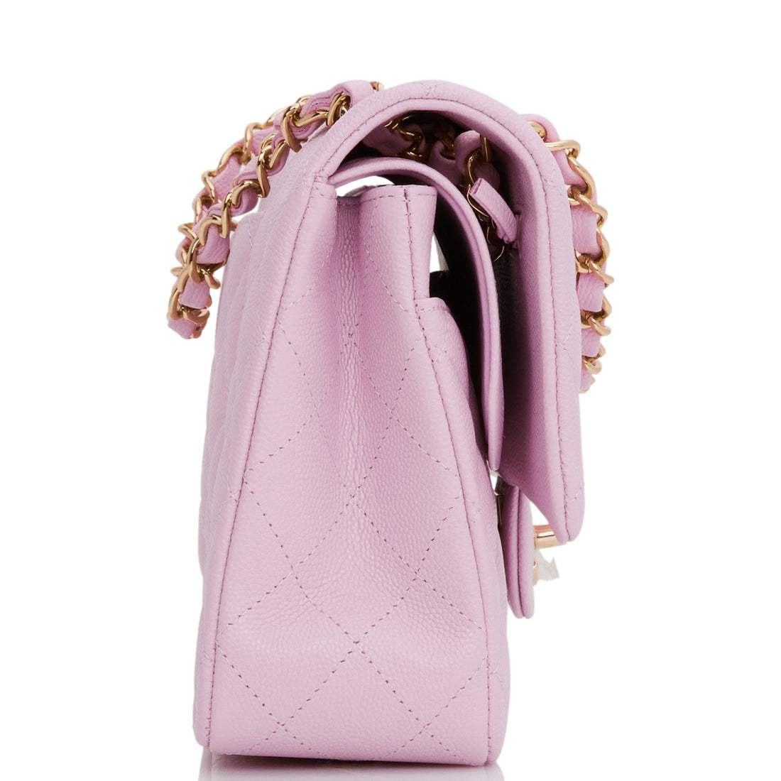 Chanel Medium Classic Double Flap Bag Rose Clair Leather Light Gold Hardware