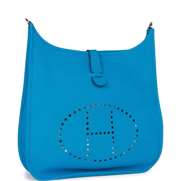Hermes Evelyne III GM Bleu Frida Leather Palladium Hardware