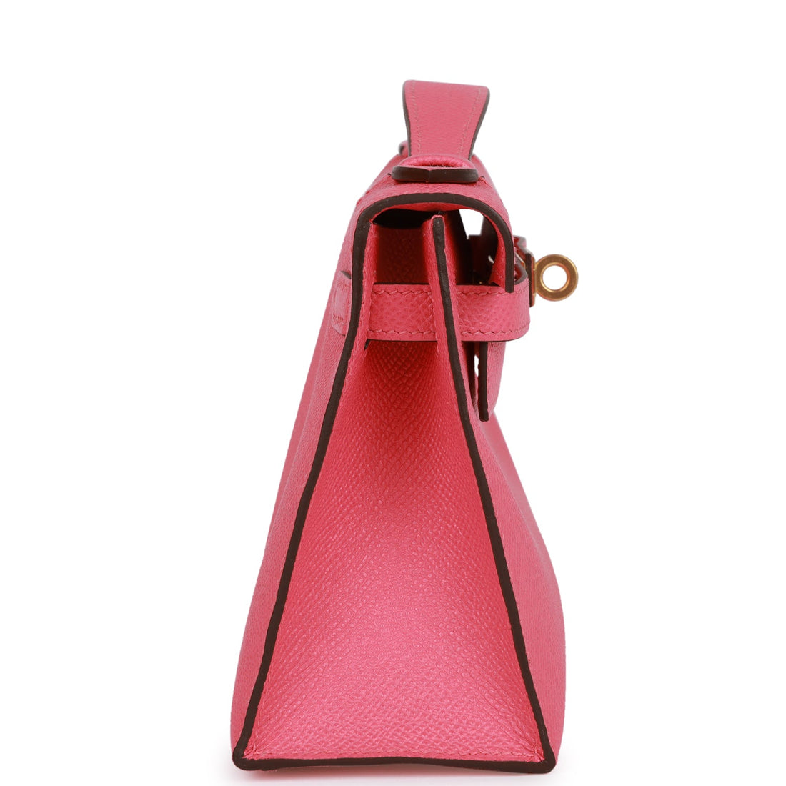 Hermes Kelly Pochette Rose Azalee Leather Gold Hardware