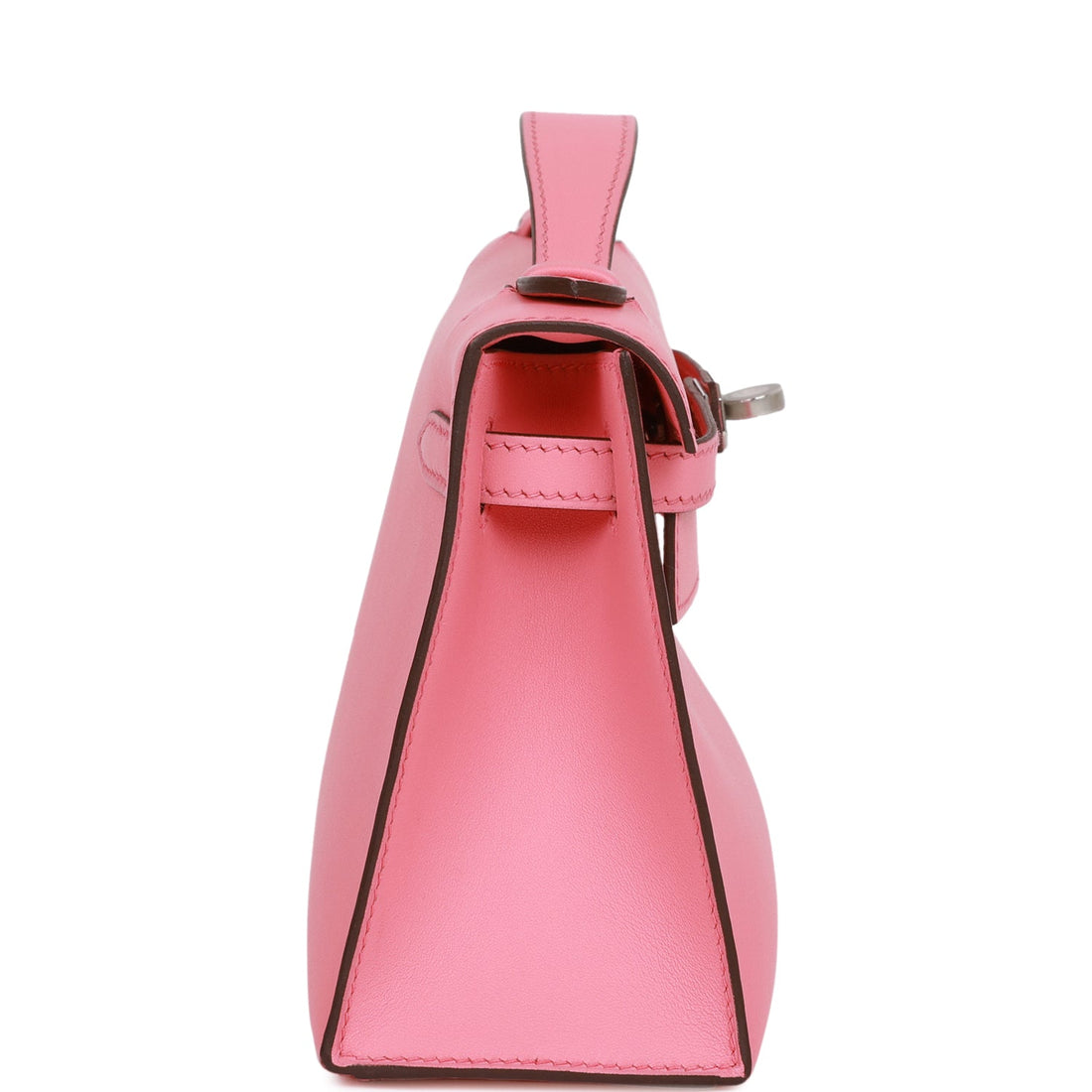 Hermes Kelly Pochette Rose D'Ete Leather Palladium Hardware