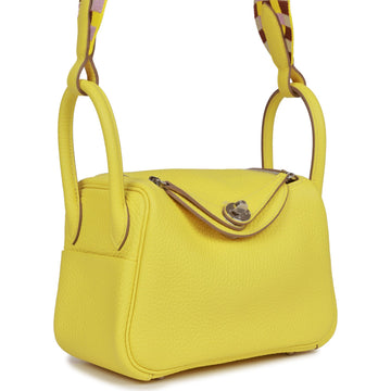 Hermes Mini Lindy Lime Leather Palladium Hardware