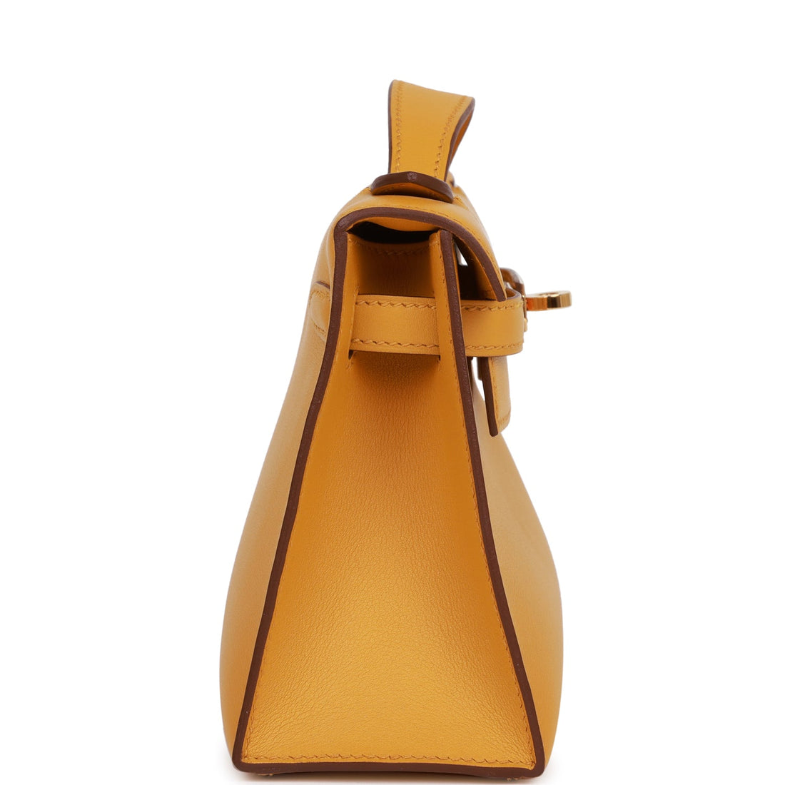 Hermes Kelly Pochette Jaune Ambre Leather Gold Hardware