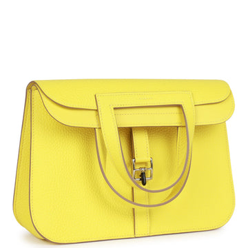 Hermes Halzan 25 Lime Leather Palladium Hardware