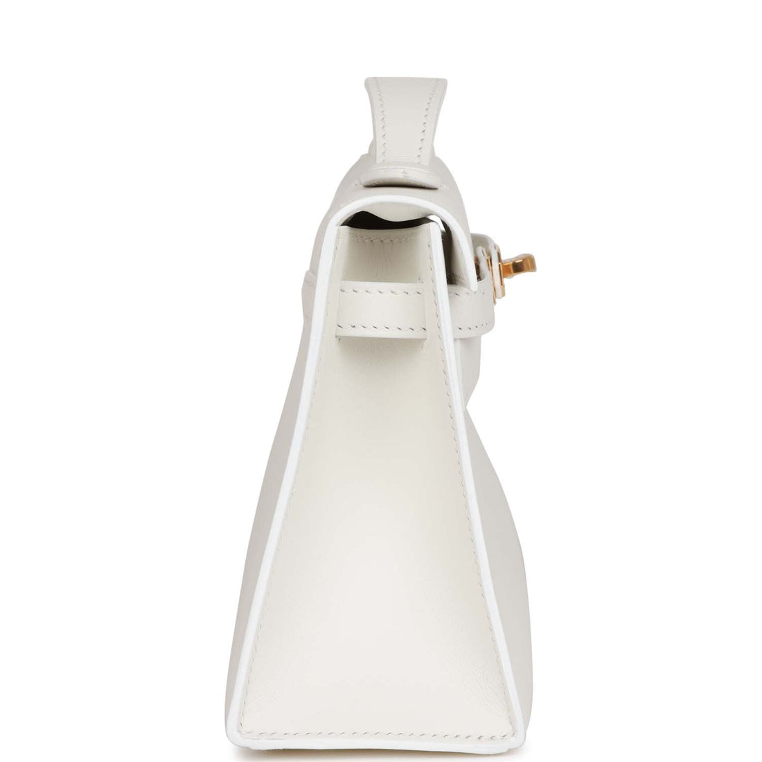 Hermes Kelly Pochette White Leather Gold Hardware