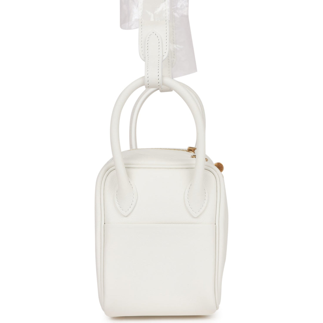 Hermes Mini Lindy White Leather Gold Hardware