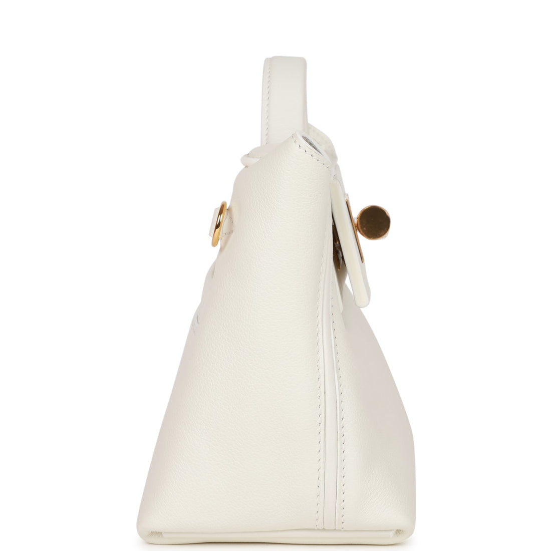 Hermes Mini 24/24 Bag White Evercolor and Leather Gold Hardware