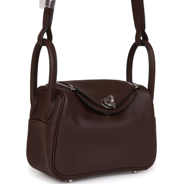 Hermes Mini Lindy Rouge Sellier Verso Leather Palladium Hardware