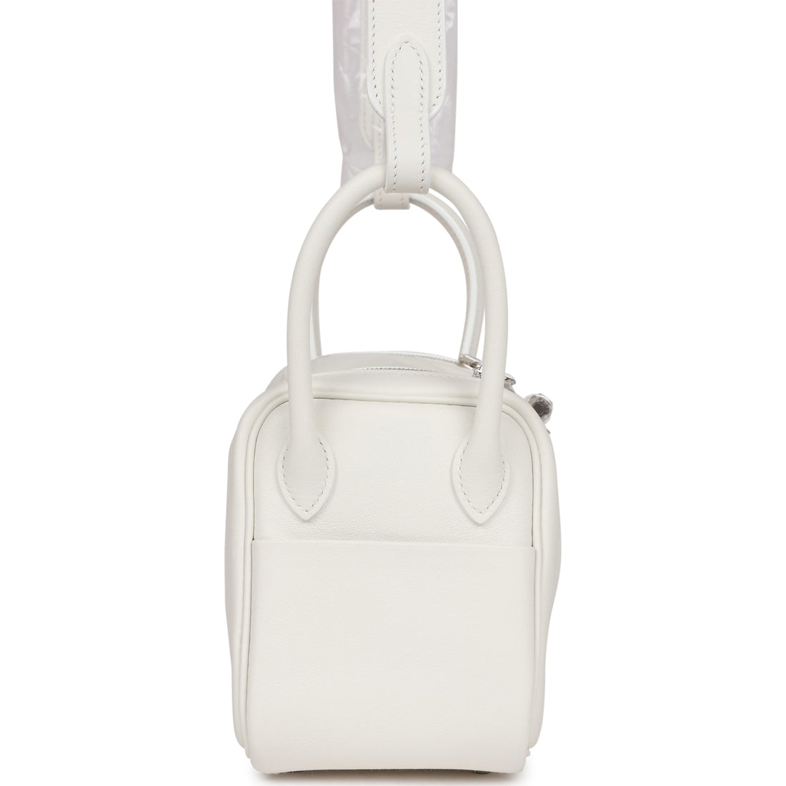 Hermes Mini Lindy White Leather Palladium Hardware