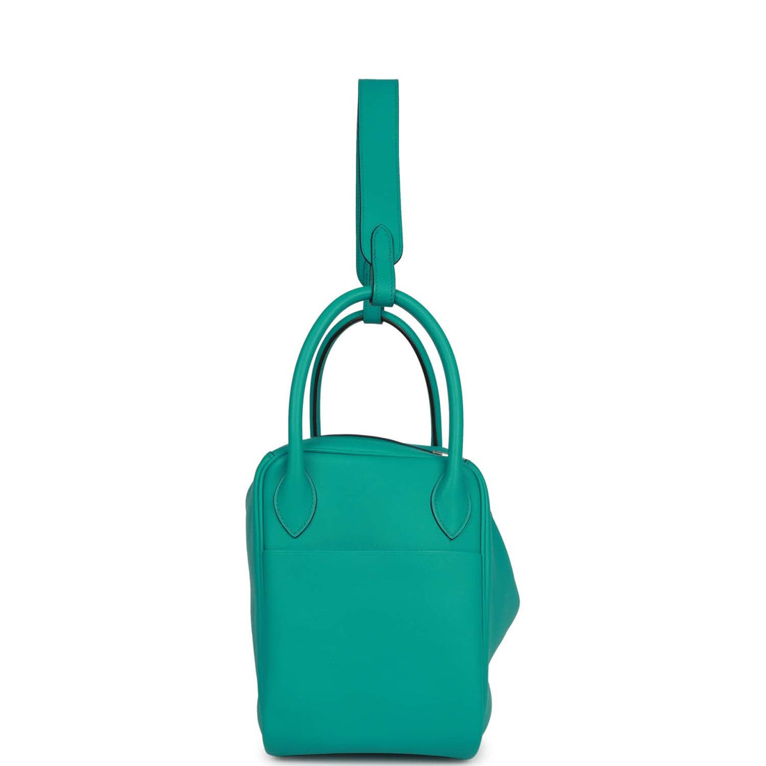 Hermes Lindy 30 Bleu Paon Leather Palladium Hardware