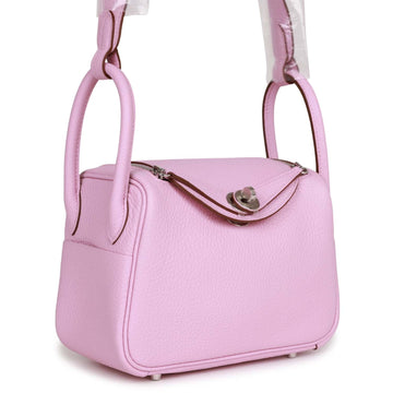 Hermes Mini Lindy Mauve Sylvestre Leather Palladium Hardware