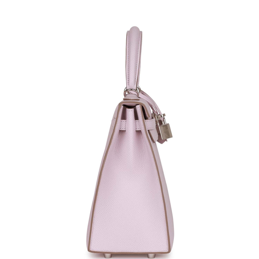 Hermes Kelly Sellier 25 Mauve Pale Leather Palladium Hardware