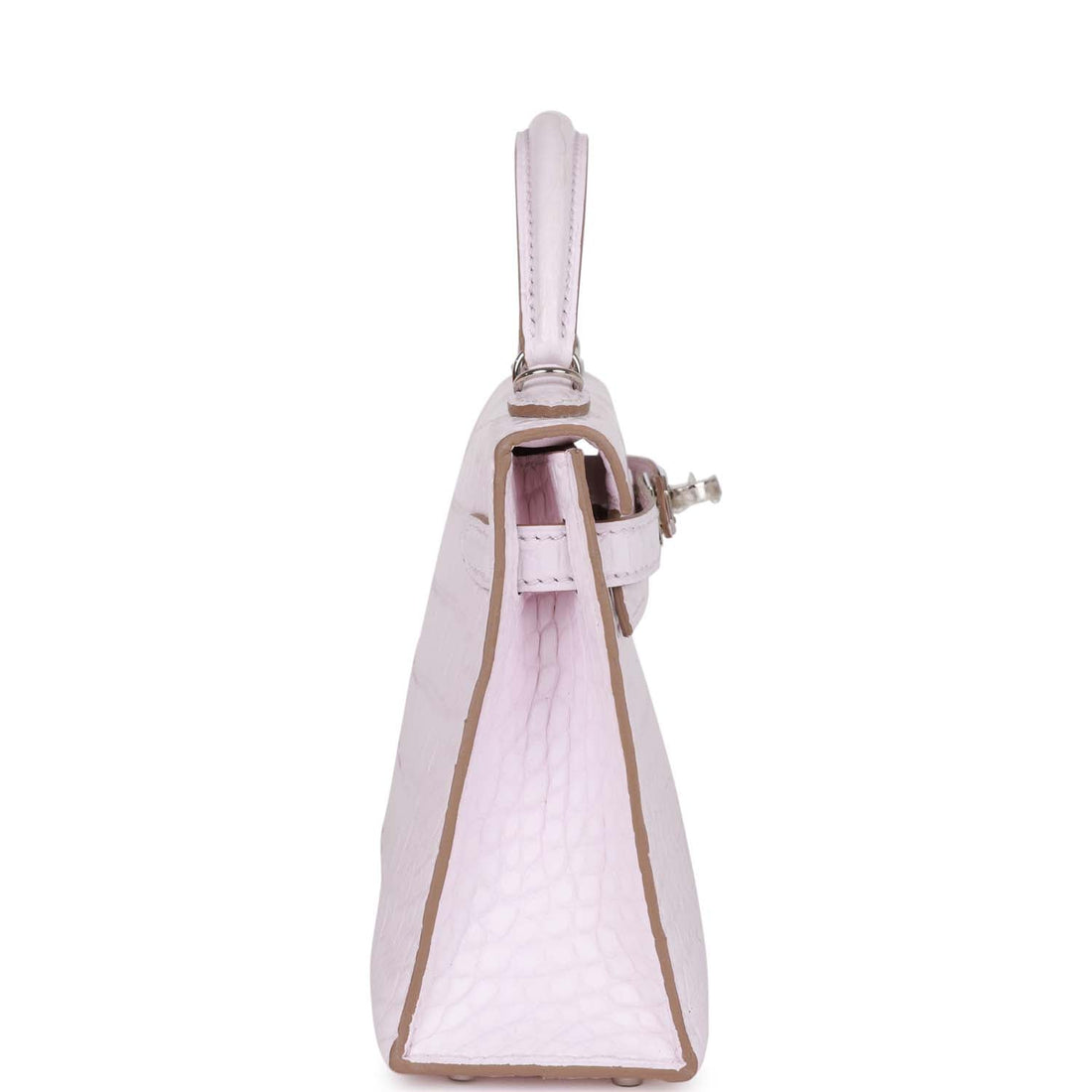 Hermes Kelly Sellier 20 Mauve Pale Satin Bohigh quality Alligator Palladium Hardware