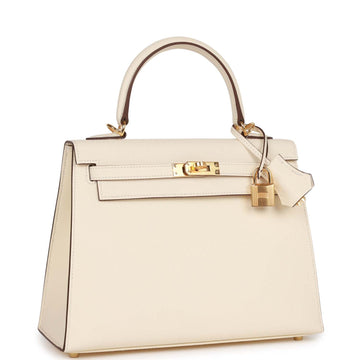 Hermes Kelly Sellier 25 Nata Leather Gold Hardware