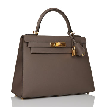 Hermes Kelly Sellier 28 Etain Leather Gold Hardware