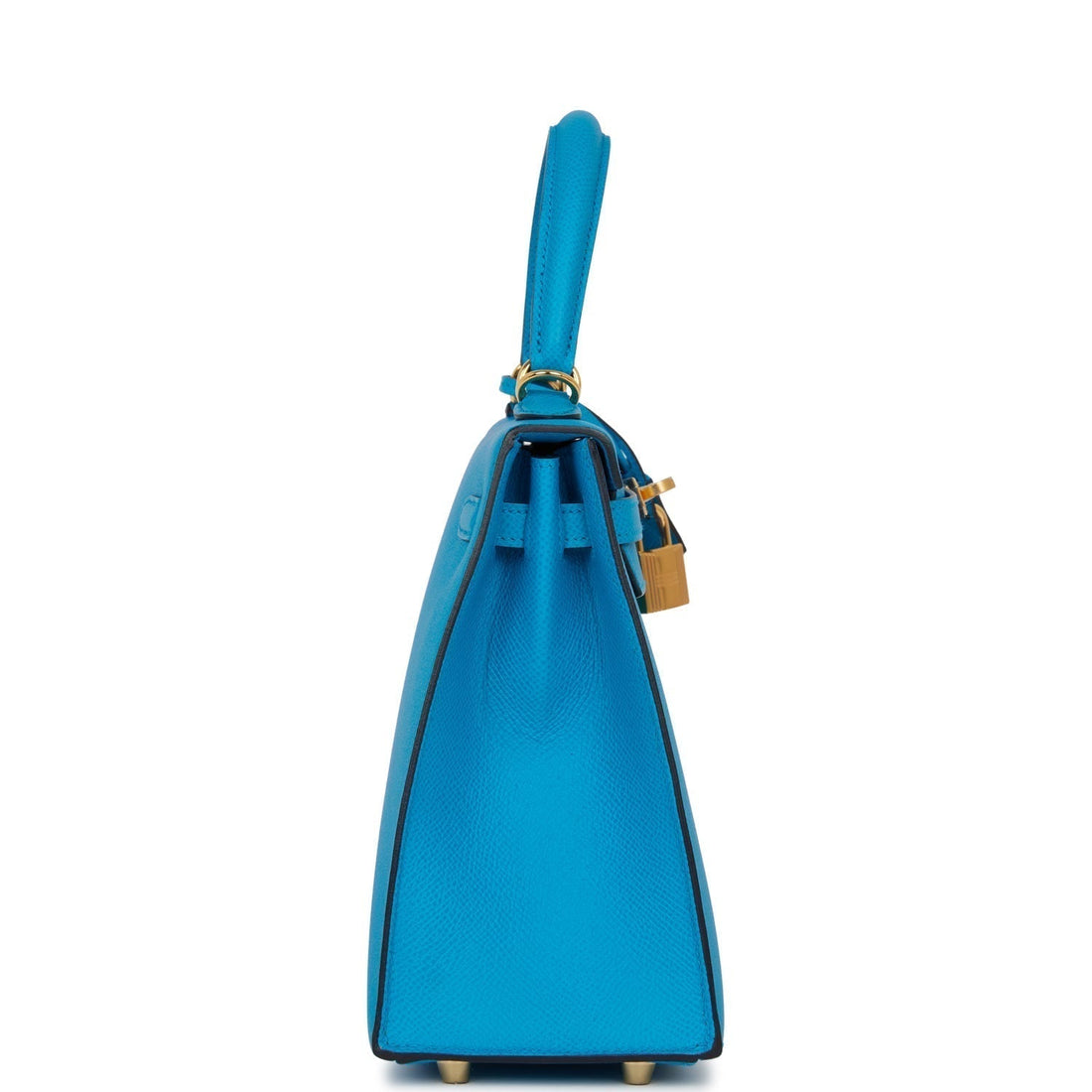 Hermes Kelly Sellier 25 Bleu Frida Leather Gold Hardware