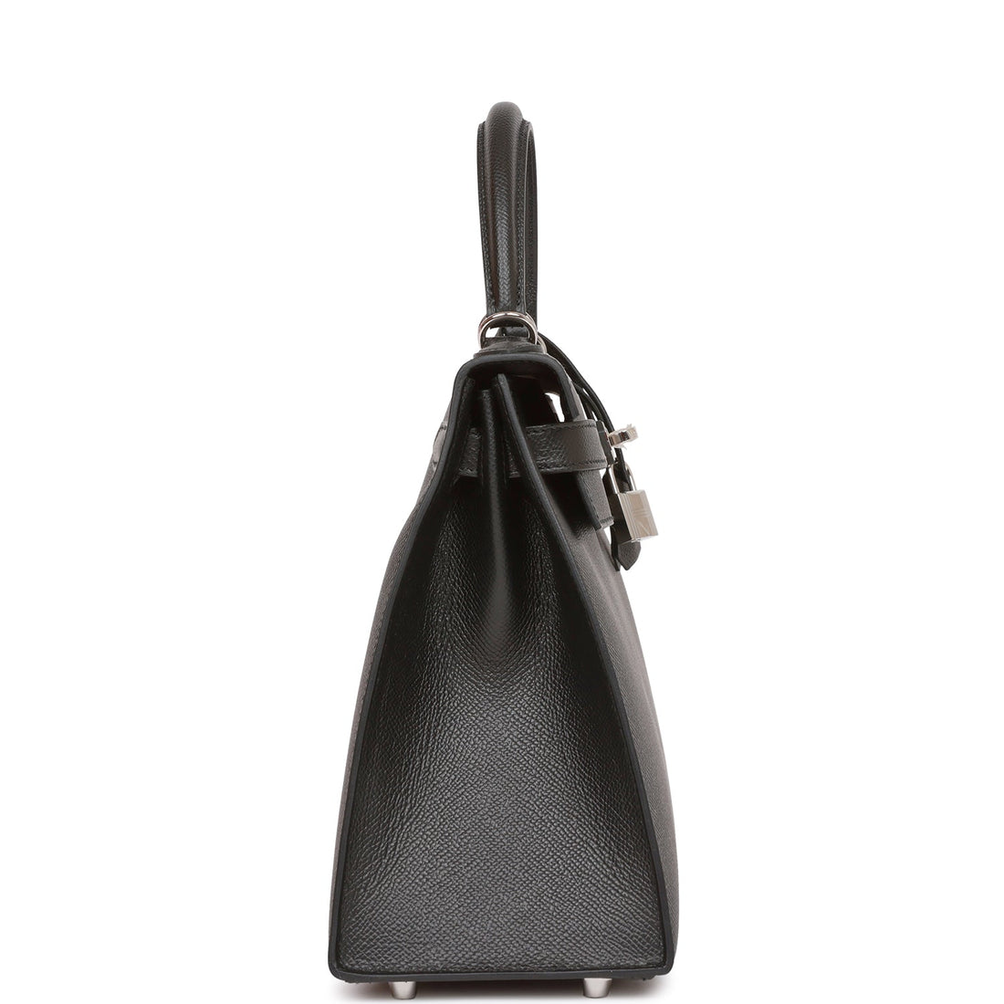 Hermes Kelly Sellier 28 Black Leather Palladium Hardware