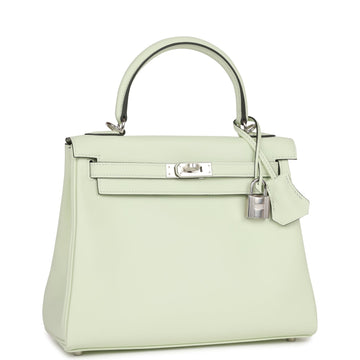 Hermes Kelly Retourne 25 Vert Fizz Leather Palladium Hardware