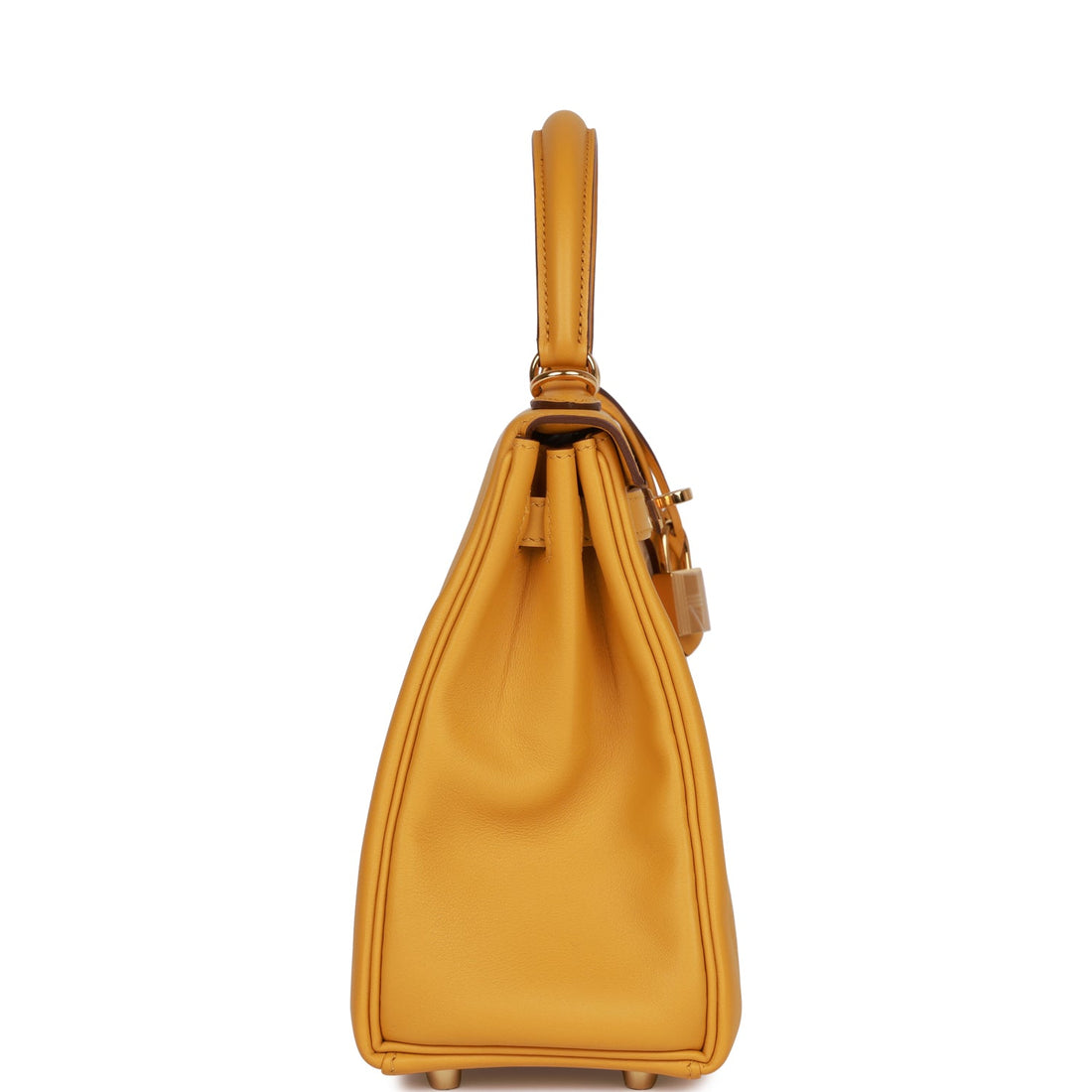 Hermes Kelly Retourne 25 Jaune Ambre Leather Gold Hardware