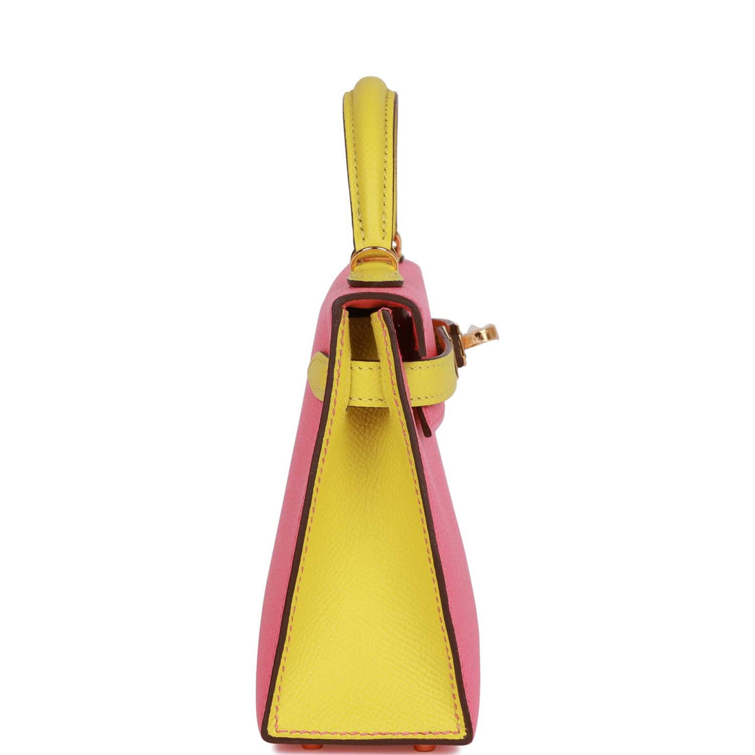 Hermes Special Order (HSS) Kelly Sellier 20 Rose Azalee and Lime Leather Gold Hardware