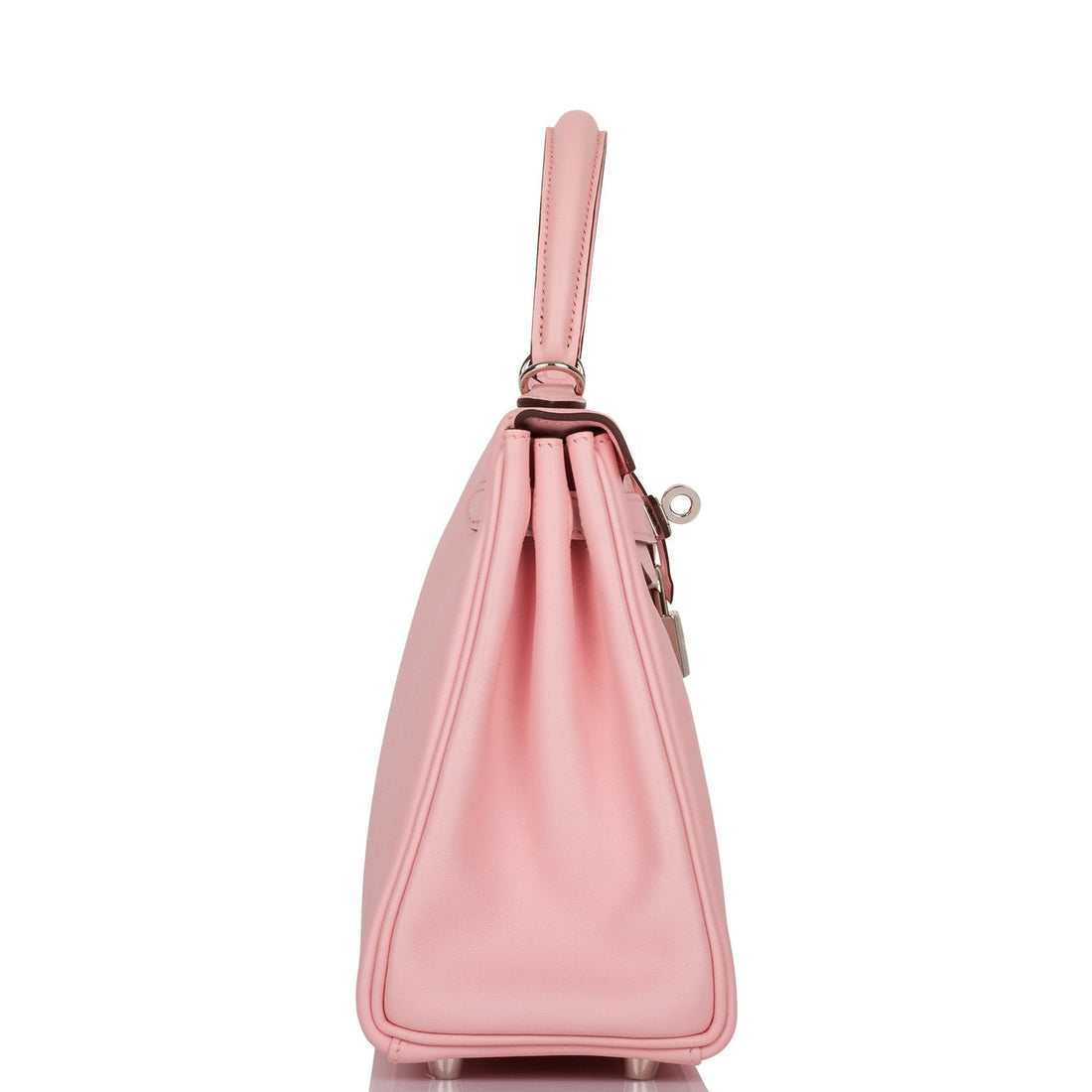 Hermes Kelly Retourne 25 Rose Sakura Leather Palladium Hardware