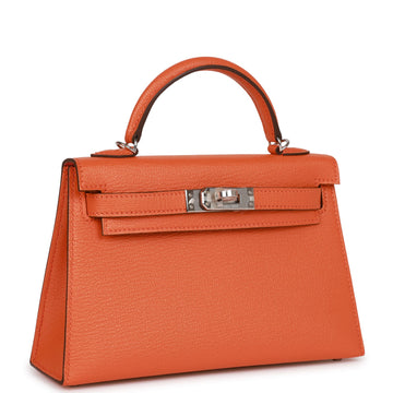 Hermes Kelly Sellier 20 Orange Verso ChÃ¨vre Palladium Hardware