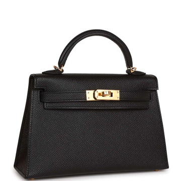 Hermes Kelly Sellier 20 Black Leather Gold Hardware