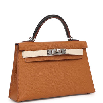 Hermes Kelly Sellier 20 Tri-color Gold, Black and Nata Leather Palladium Hardware
