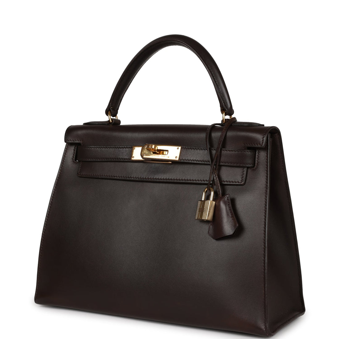 Hermes Kelly Sellier 28 Chocolate Box Gold Hardware