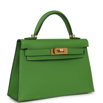 Hermes Kelly Sellier 20 Vert Yucca Leather Gold Hardware