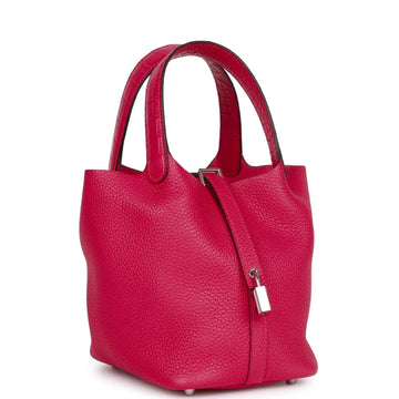 Hermes Picotin Lock 18 Framboise Leather and Matte Alligator Touch Palladium Hardware