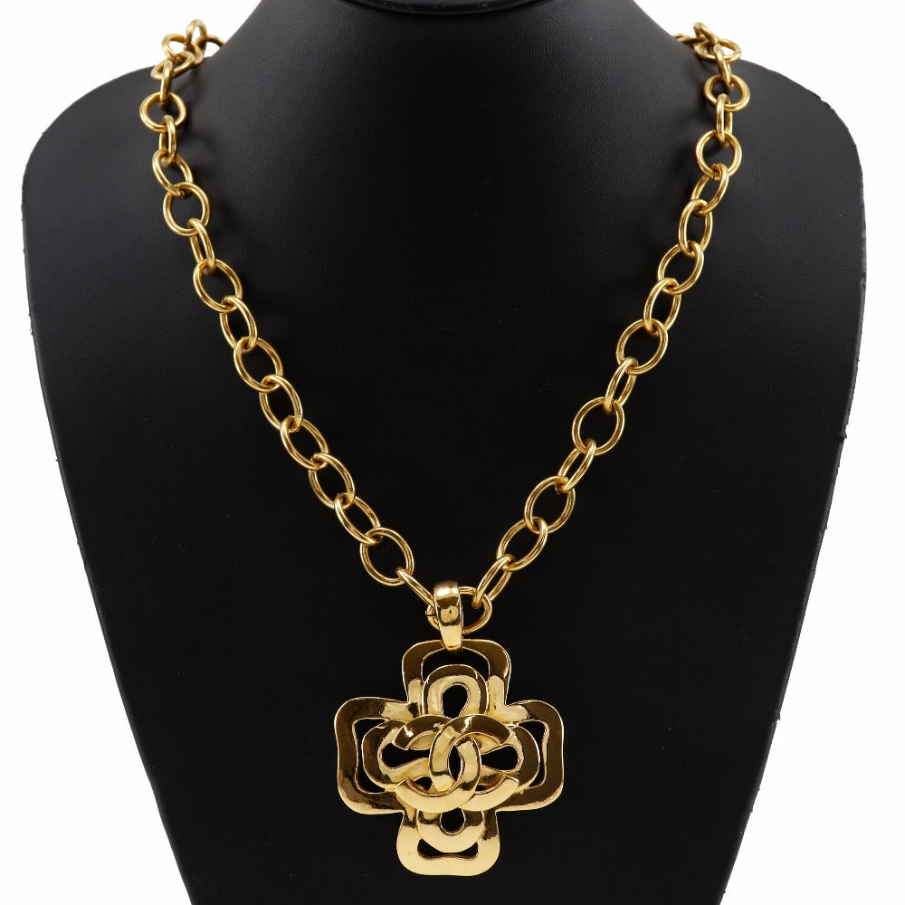 Chanel Coco no mark Cross Necklace Gold Plated