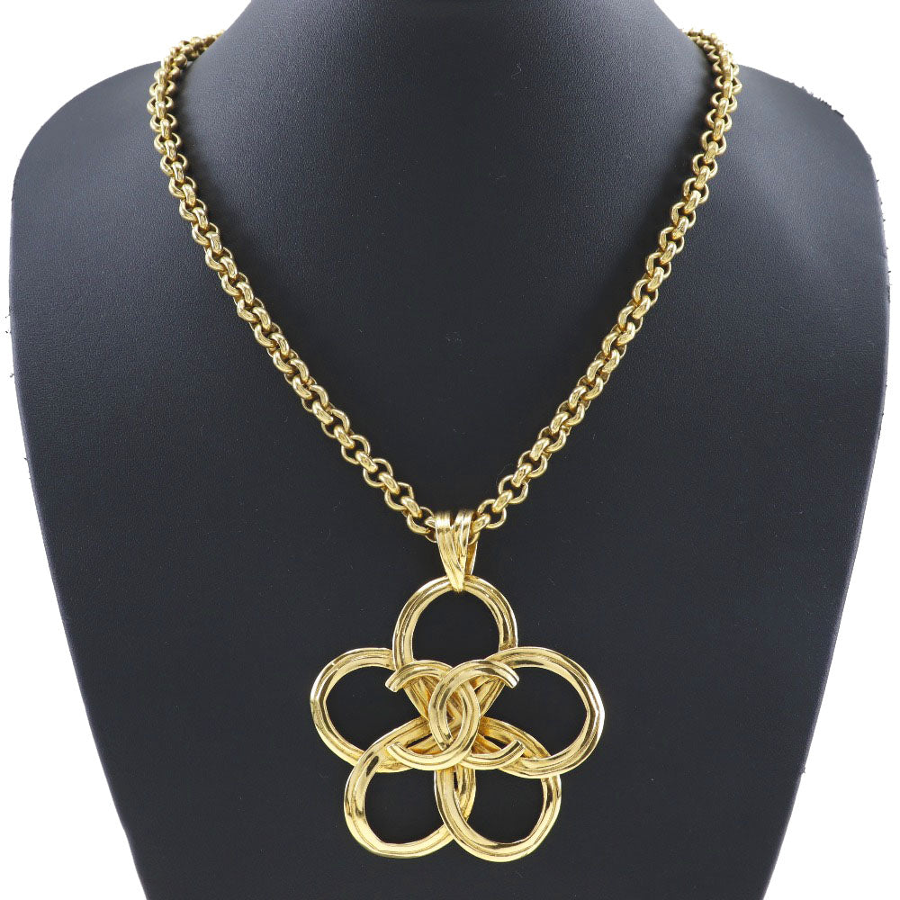 Chanel Coco no mark Flower Necklace Gold Plated