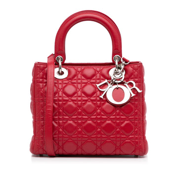 Dior Lady Dior Medium Red Cannage Quilted Leather