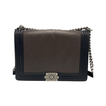 Chanel 1st Edition Boy Bag Large Brown Leather Ruthenium