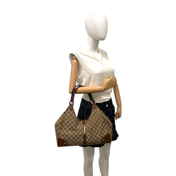 Gucci Jackie Hobo Piston Lock Brown Medium Brown GG Canvas