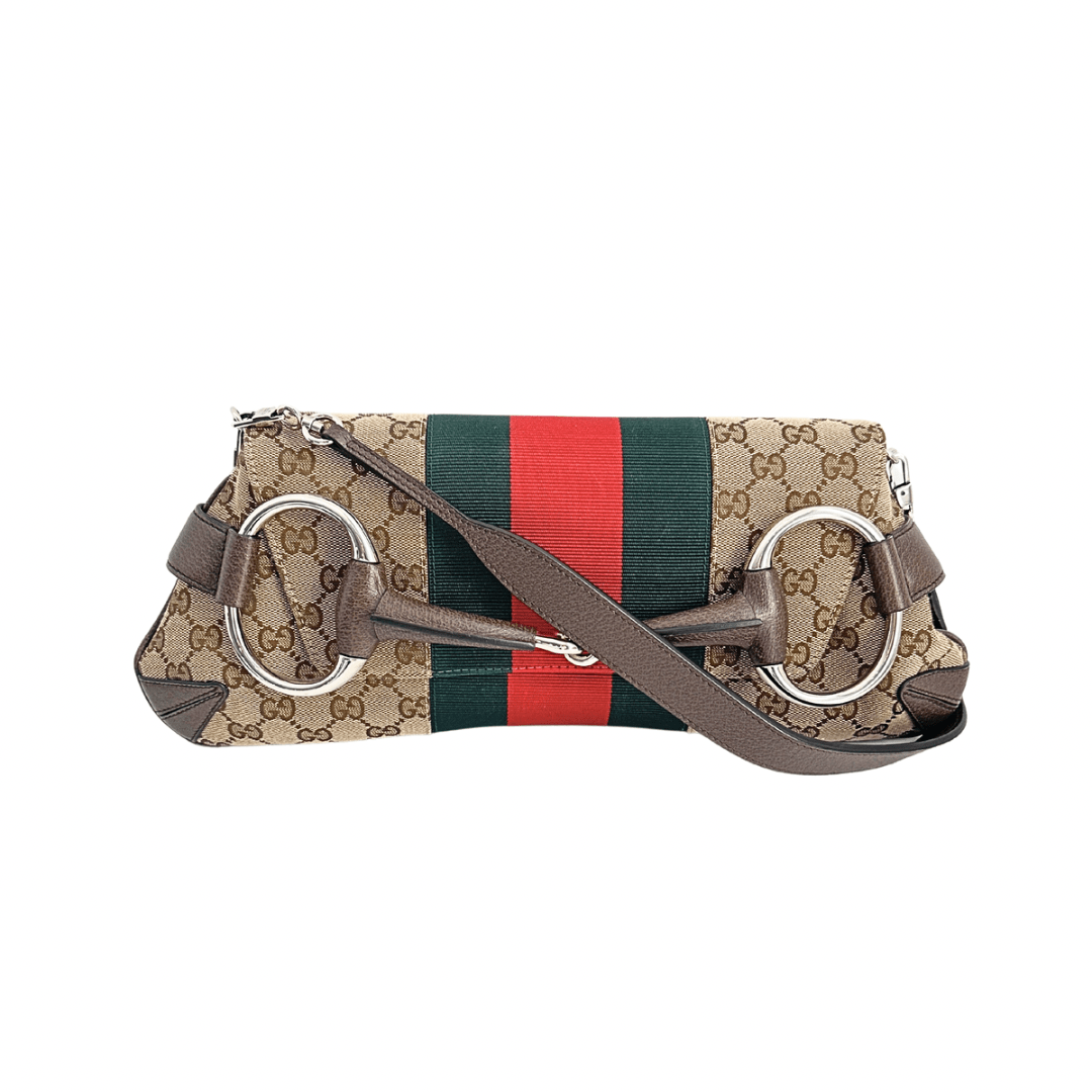 Gucci GG Canvas Horsebit Web Chain Bag