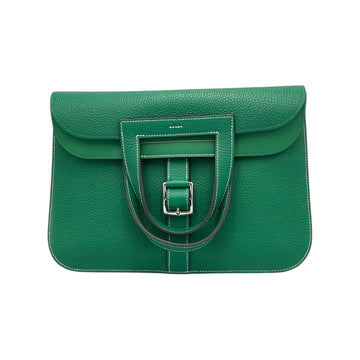 Hermès Halzan 31 Green Clemence