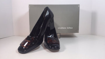 STEPHANE KELIAN Black  with Tortoise Buckle Block Heel With Box Size 7