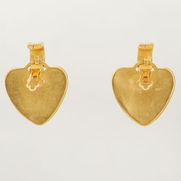 Chanel 1995 Made Heart Cc Mark Swing Earrings