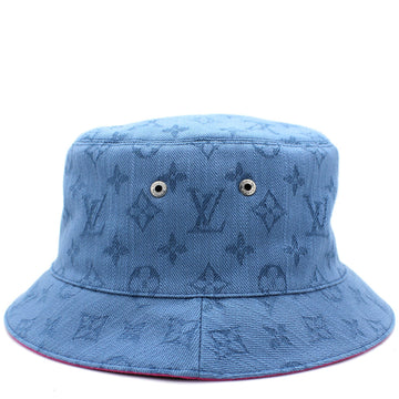Louis-vuitton Monogram Essential Blue Bucket Hat