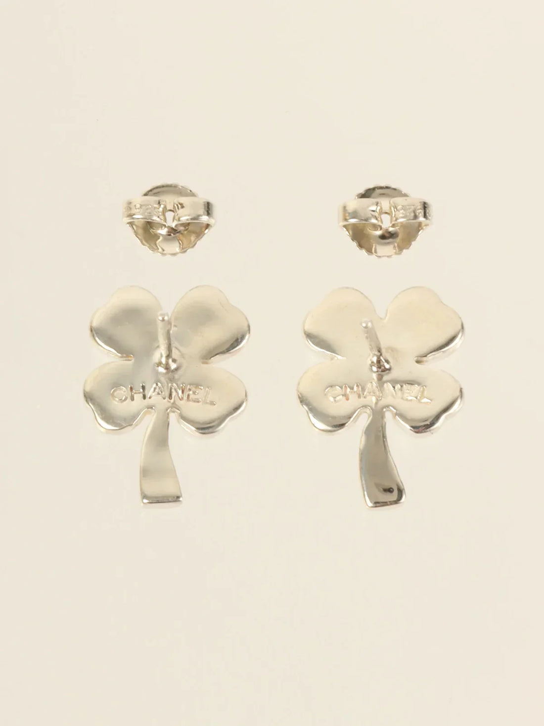 Top Quality Chanel Clover Pierced Earrings Silver