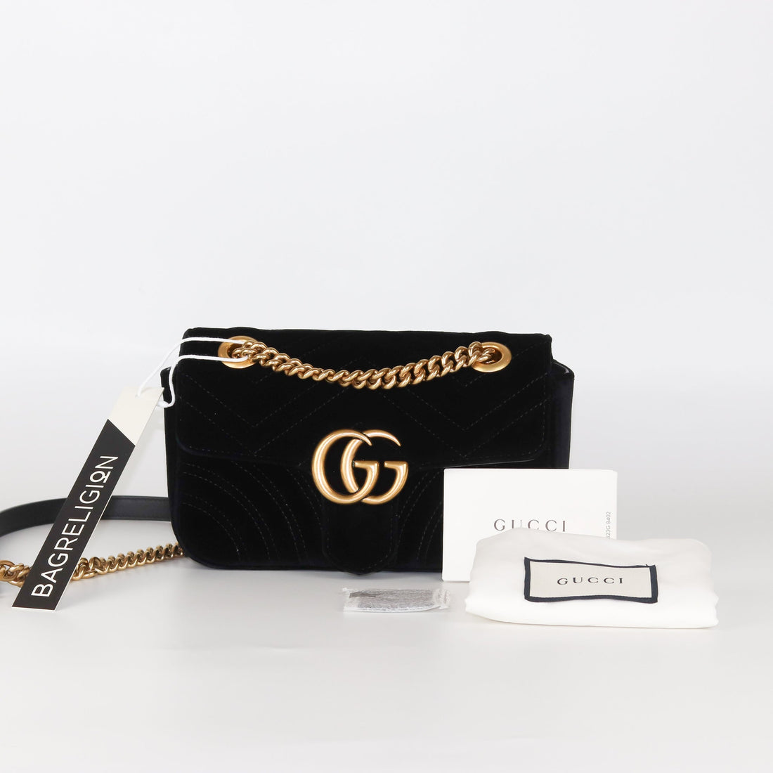 Gucci GG Marmont Black Velvet Mini Shoulder Bag