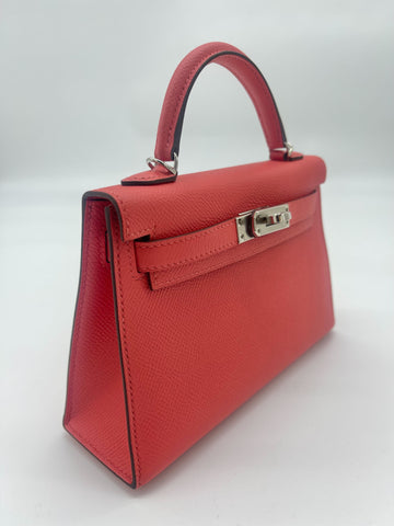 Hermes Kelly 20 Leather Rose Jaipur Palladium Hardware