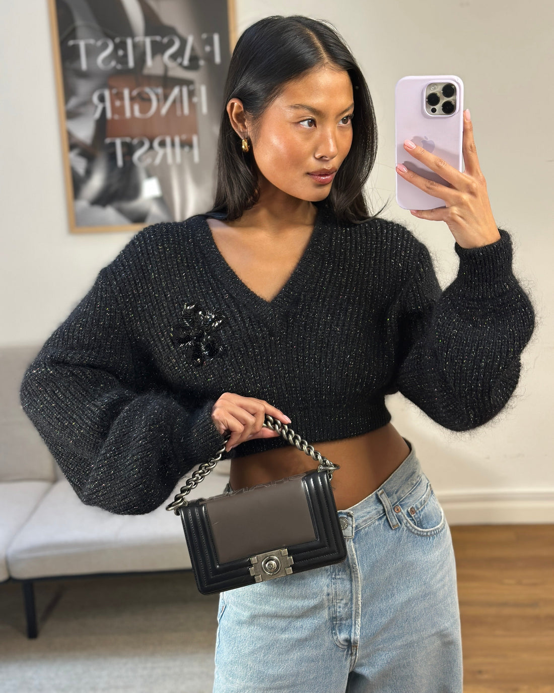 *FIRE PRICE* Chanel Brown and Black Small Boy Bag in Smooth CalBNkin with Ruthenium Hardware