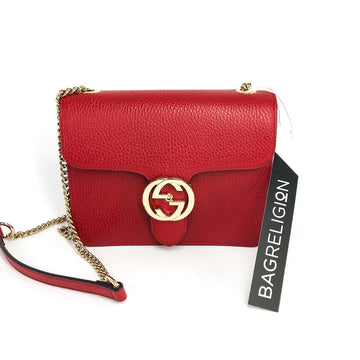 Gucci Interlocking GG CalBNkin Leather Crossbody Bag with GHW