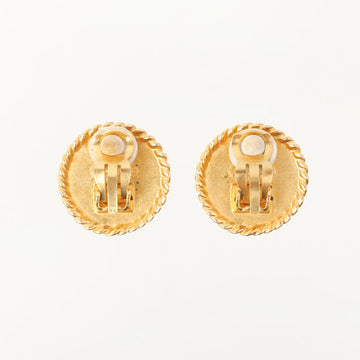 Chanel 1995 Made Round Edge Design Cc Mark Earrings Black